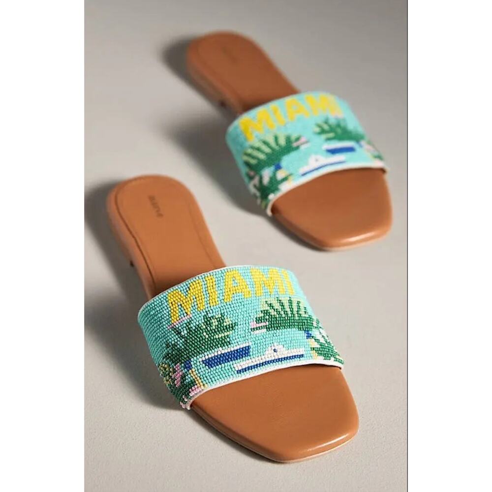 Anthropologie The Fiona Beaded Slide Sandals by Maeve Size EU 41 US 10.5